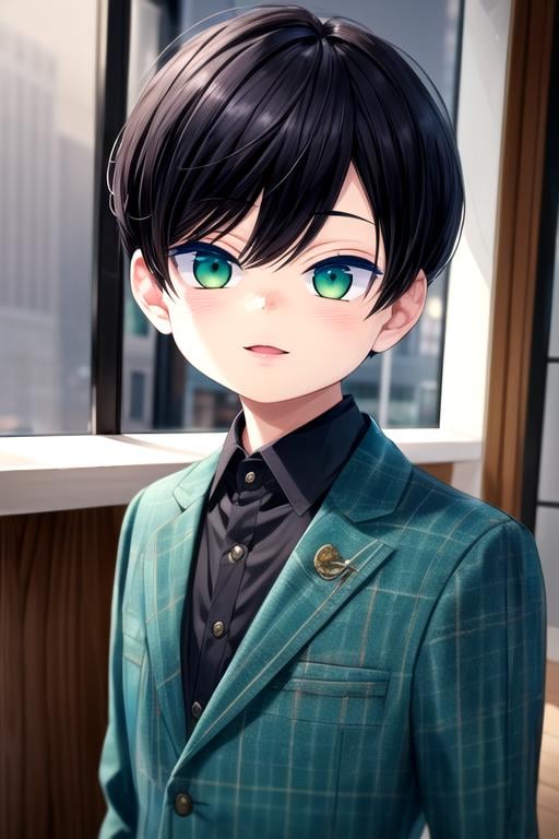 (best quality:1.1), (masterpiece:1.4), photorealistic, 1boy, solo, male focus, looking at viewer, upper body, , , , <lora:gakuto_yuzuki:0.9>, gakuto_yuzuki, black hair, green eyes, short hair, suit jacket, , , High resolution