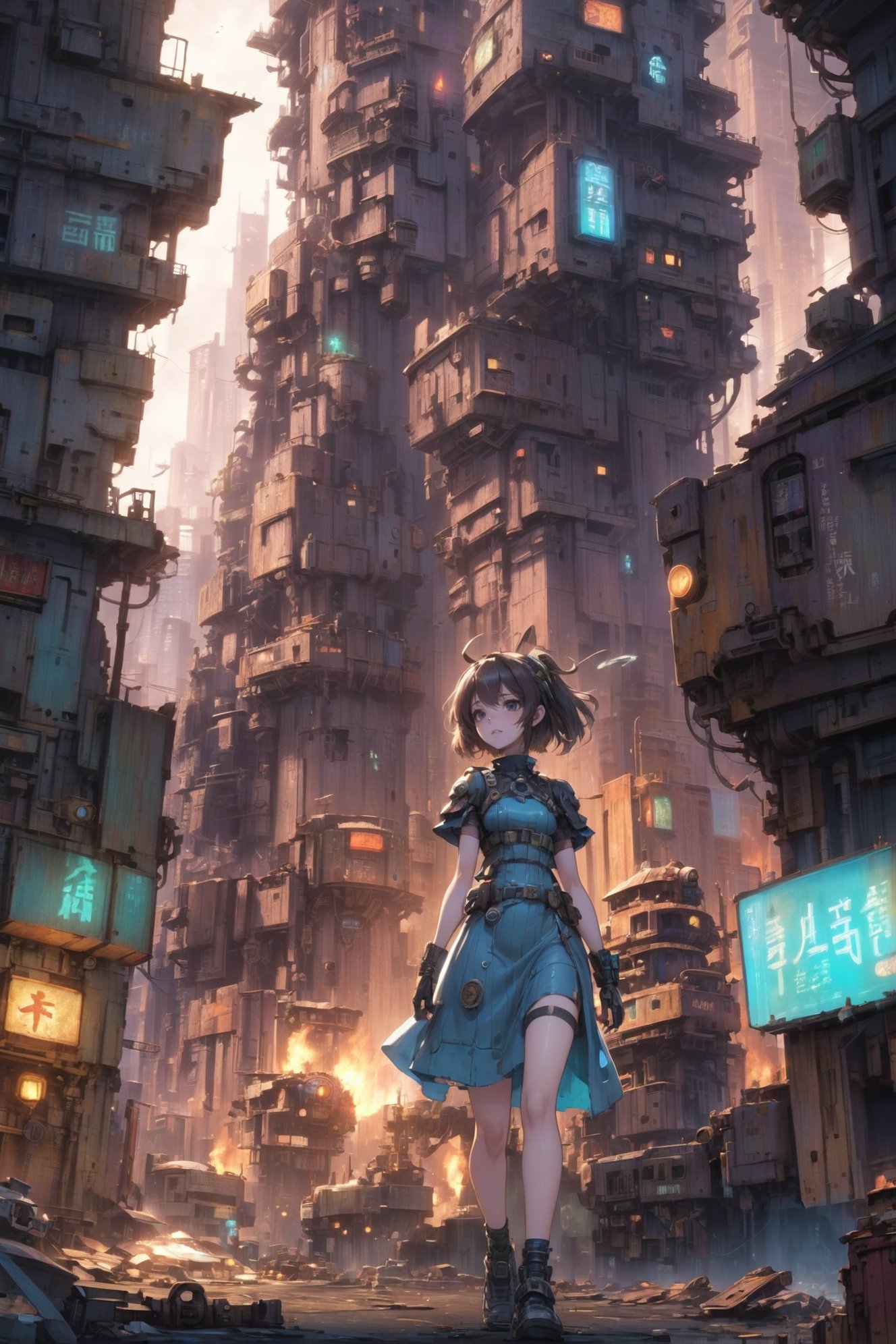 junkworld, anime style, <lora:EnvyJunkworldXL01:1><lora:EnvySendNoodzXL01:0>1girl, woman, beautiful, cheerful,ghostly fantasy city beyond the beginning of reality<lora:EnvyBetterHiresFixXL01:0:hr=1>