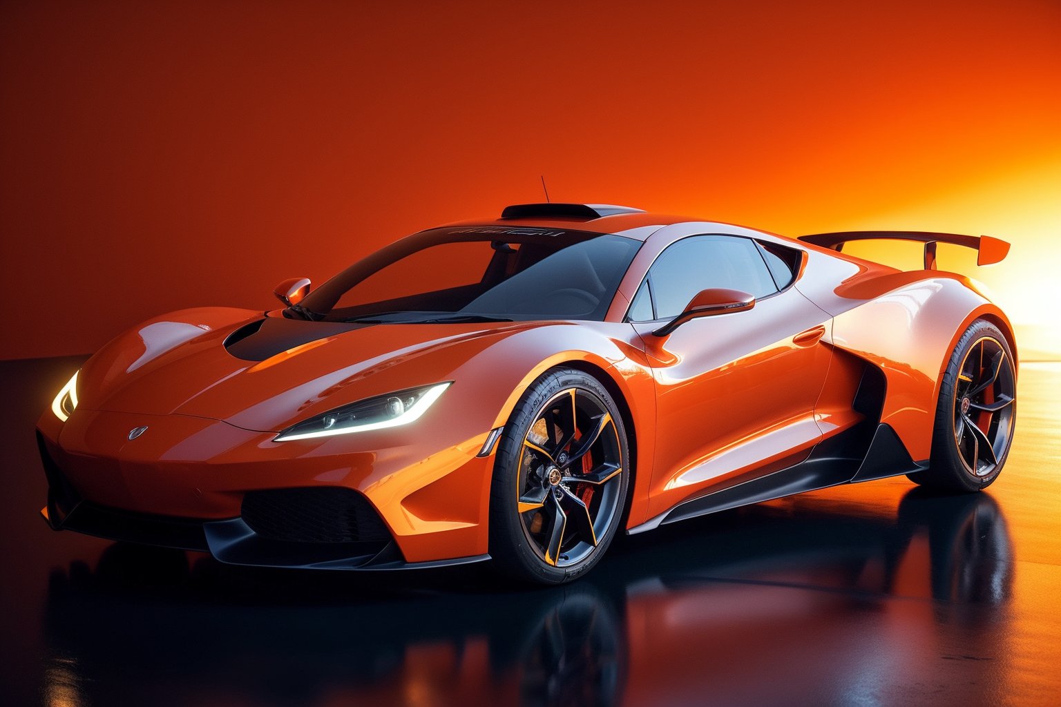  A 3D rendered car,Orange car paint,Futuristic sports car, concept car, streamlined design, evanescent surface,high quality, high resolution, A 3D rendered car,Orange car paint,Futuristic sports car, concept car, streamlined design, evanescent surface,high quality, high resolution,orange background