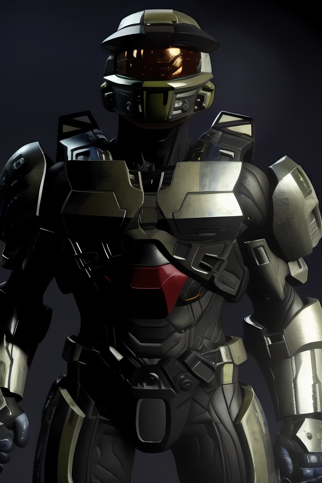 black Halo armor, arcadia armor, halo helmet, arcadia helmet, gold visor, close up of the head, visor reflection of a galaxy, ultra realistic lights, ultrarealistic shadows, thick neck, ultra detailed armor, bghaloring, front view, scenery,<lora:659111690174031528:1.0>
