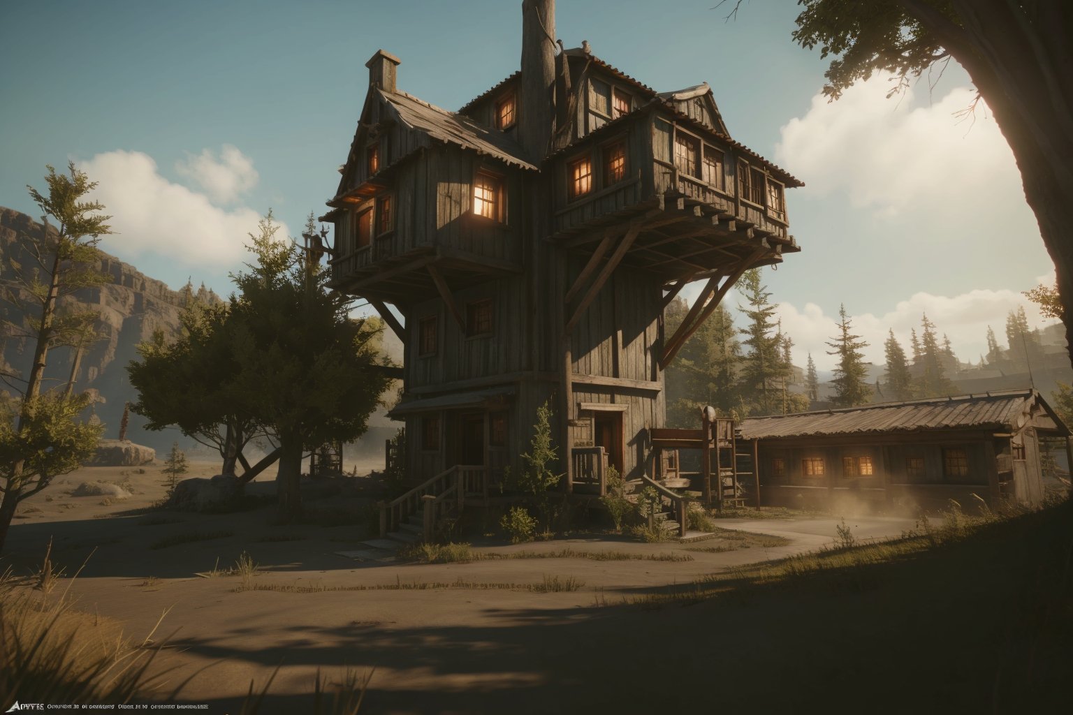  huge filesize,artbook,game cg,realistic,real,Cinematic Lighting,reality,elden,scene,,treehouse,