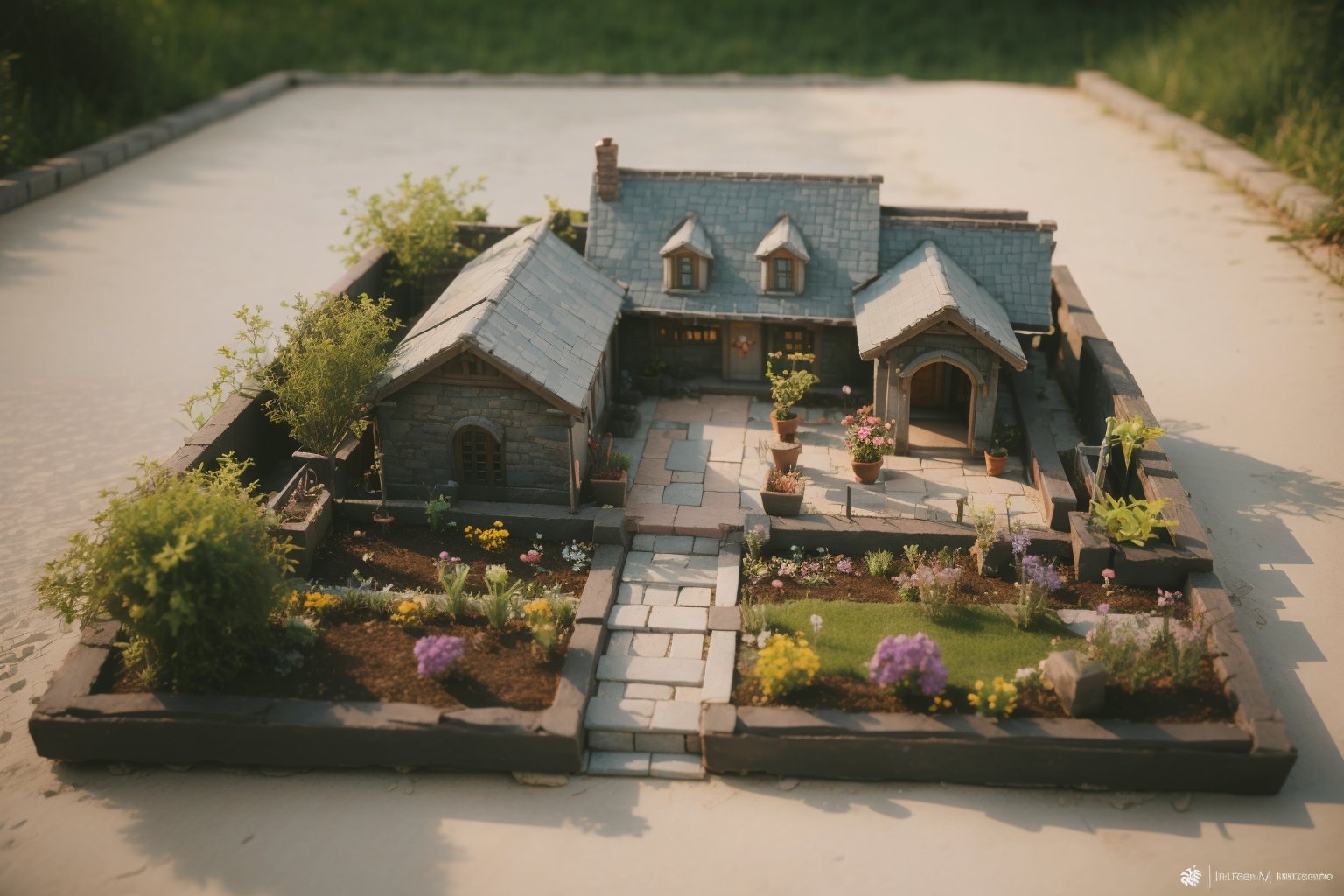 miniature,Super cute clay world,isometric view of garden,flowers,cute clay freeze frame animation,tilt shift,excellent lighting, volume,landscape,brush rendering,3D,super detail.Tilt-shift,miniature photography seecolor 