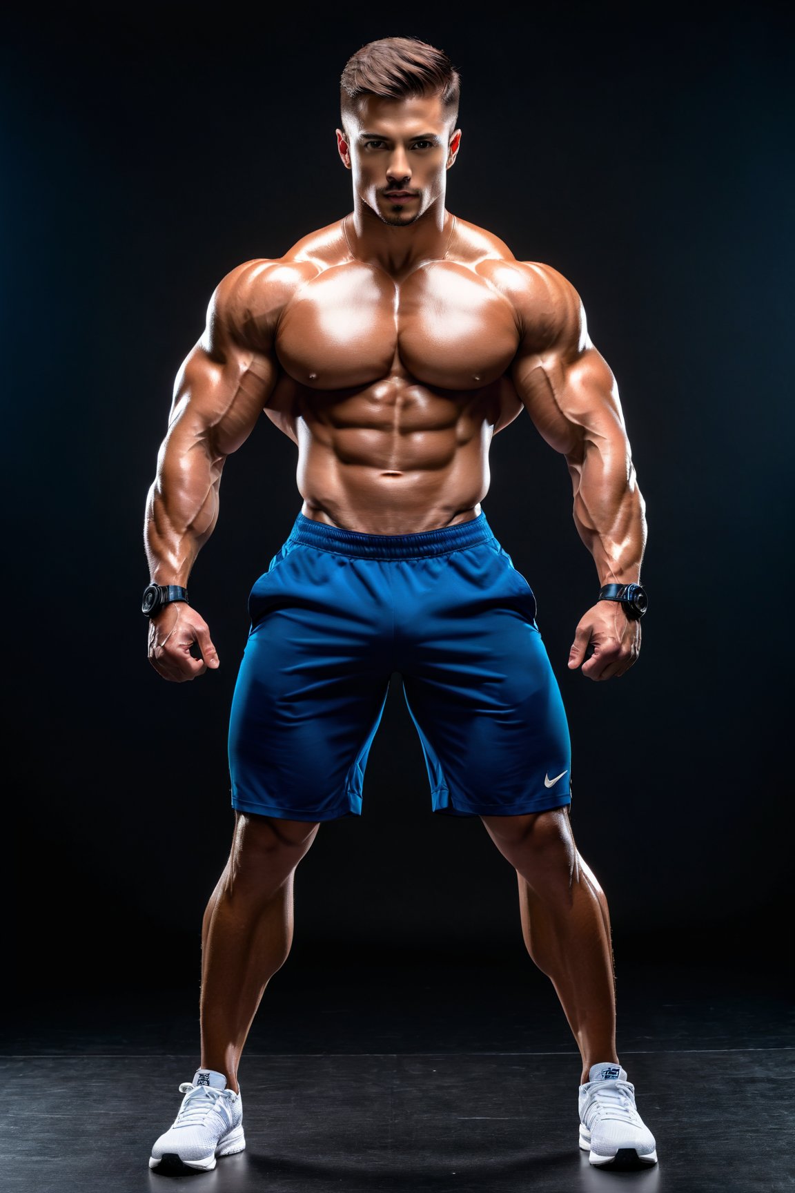 (best quality,4k,8k,highres,masterpiece:1.2),ultra-detailed,(realistic,photorealistic,photo-realistic:1.37),athletic build,toned muscles,excellent physique,strong physique,muscular arms and abs,well-defined muscles,impressive body composition,fit and healthy appearance,strong and powerful body,fluid and dynamic figure,energetic and active posture,strong presence and confidence,striking and captivating gaze,sharp focus on the subject,intense lighting and shadows,incredible attention to detail,detailed textures and contours,strategic lighting and composition,realistic skin tone and texture,life-like facial features,expressive eyes and facial expressions,perfectly proportioned body,believable and life-like appearance,impeccable anatomy and form,exquisite attention to muscle definition,natural and realistic poses,tension and energy captured in the movement,picturesque background with scenic elements,dynamic and vivid colors,emphasize the strength and power of the physique,professional fitness photography style,showcasing the athletic body in its full glory,appealing and arresting composition,legendary and iconic postures,exuding strength, confidence, and determination.