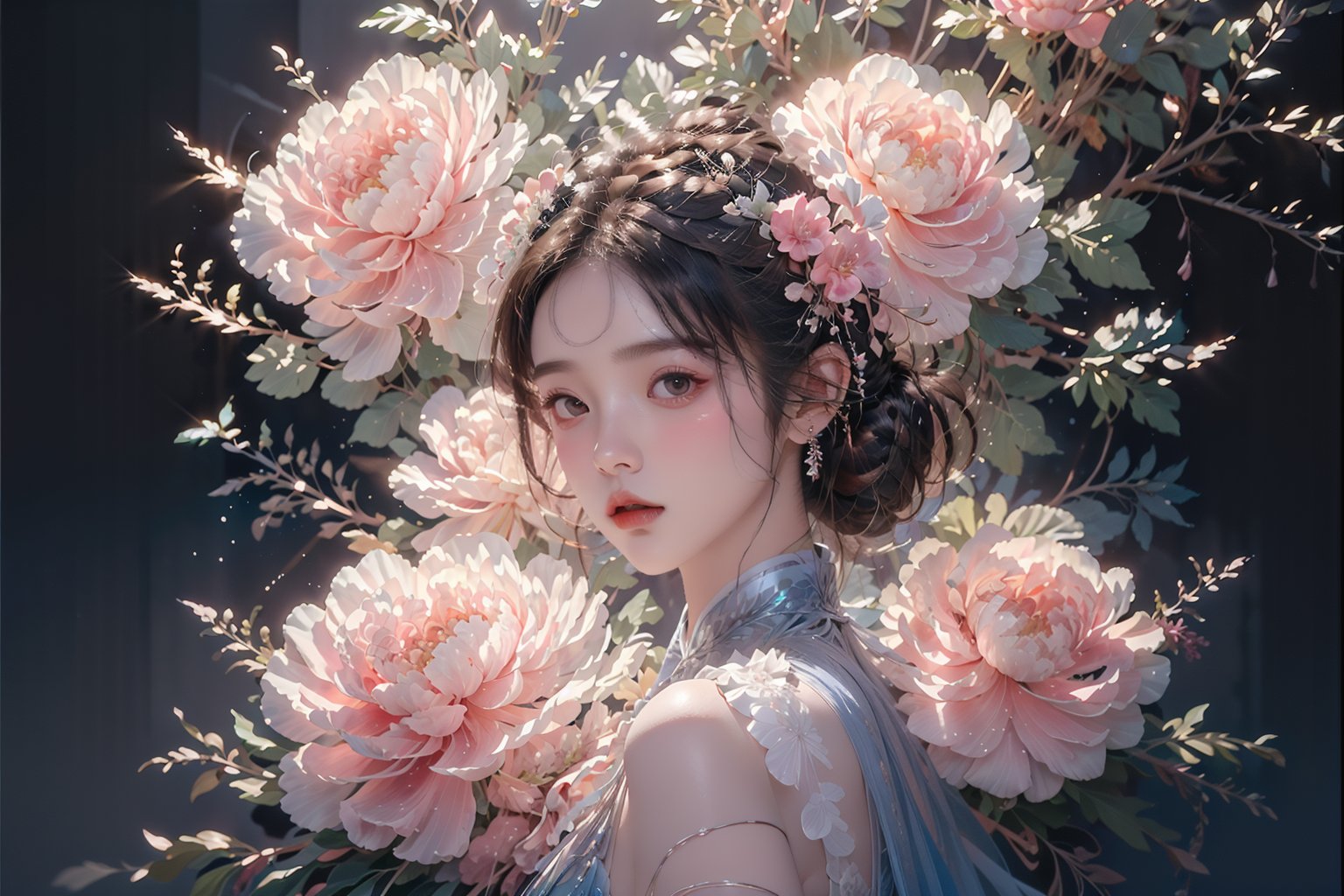  masterpiece,(best quality),official art, extremely detailed cg 8k wallpaper,((crystalstexture skin)), (extremely delicate and beautiful),highly detailed,1girl,solo,long hair,ruhua