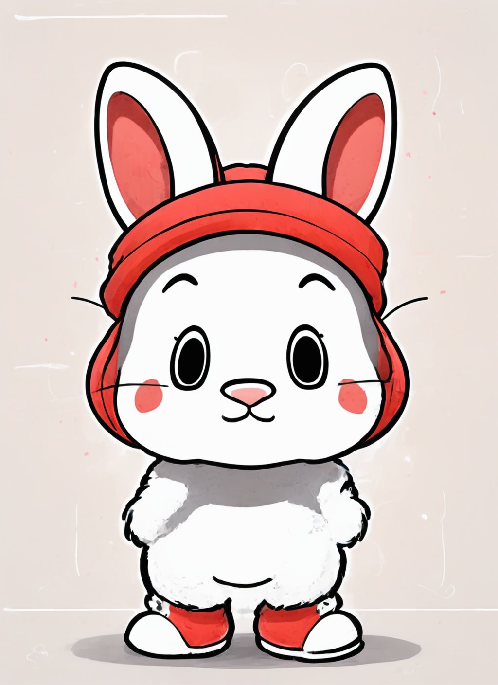 兔2, Very cute rabbit wearing a red muffler,  minimalist line art, sanrio style, graffiti on the wall,  hip-hop, Disney's little man tuyafengge kids illustration,<lora:EMS-242900-EMS:1.000000>