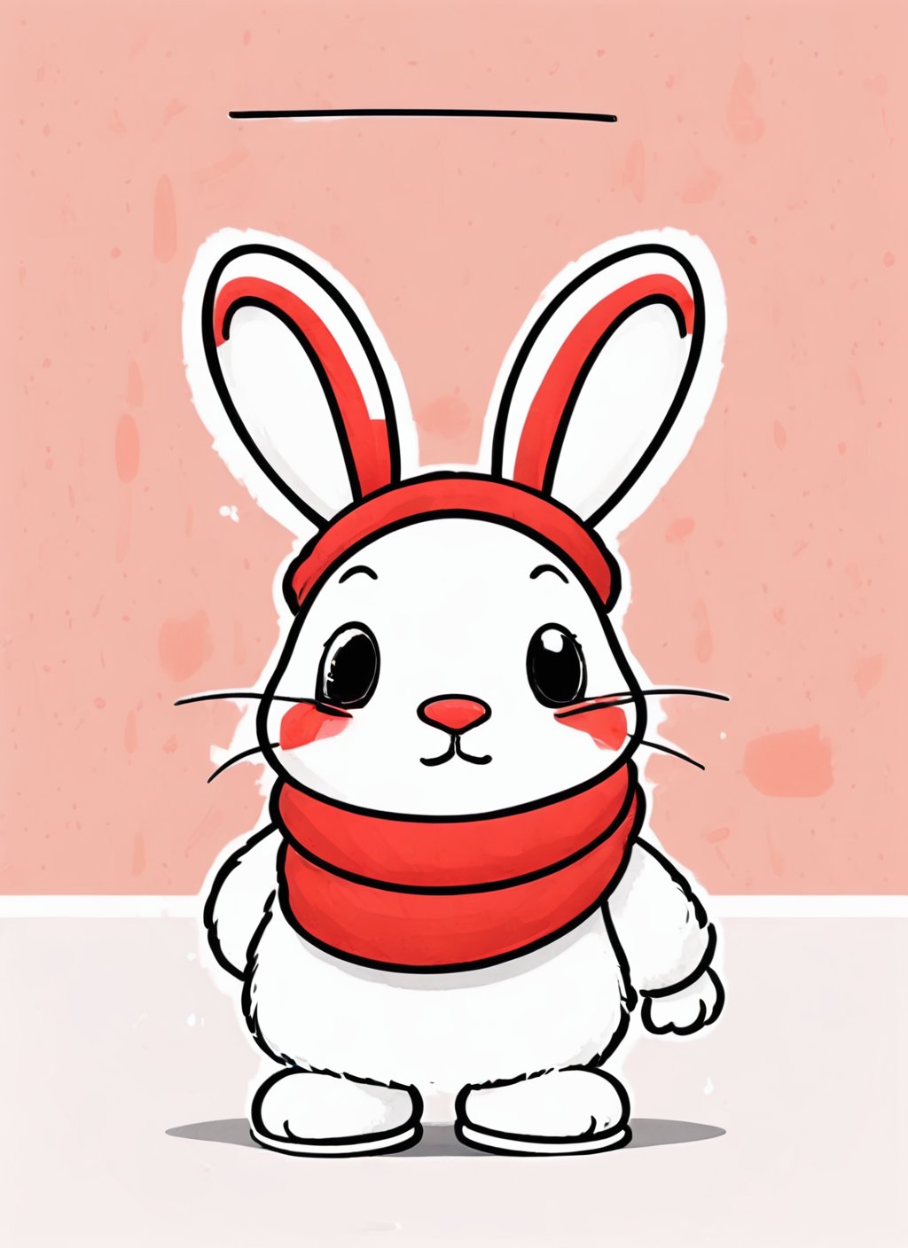 Very cute rabbit wearing a red muffler,  minimalist line art, sanrio style, Festive background,  ,  hip-hop,<lora:EMS-243058-EMS:1.000000>