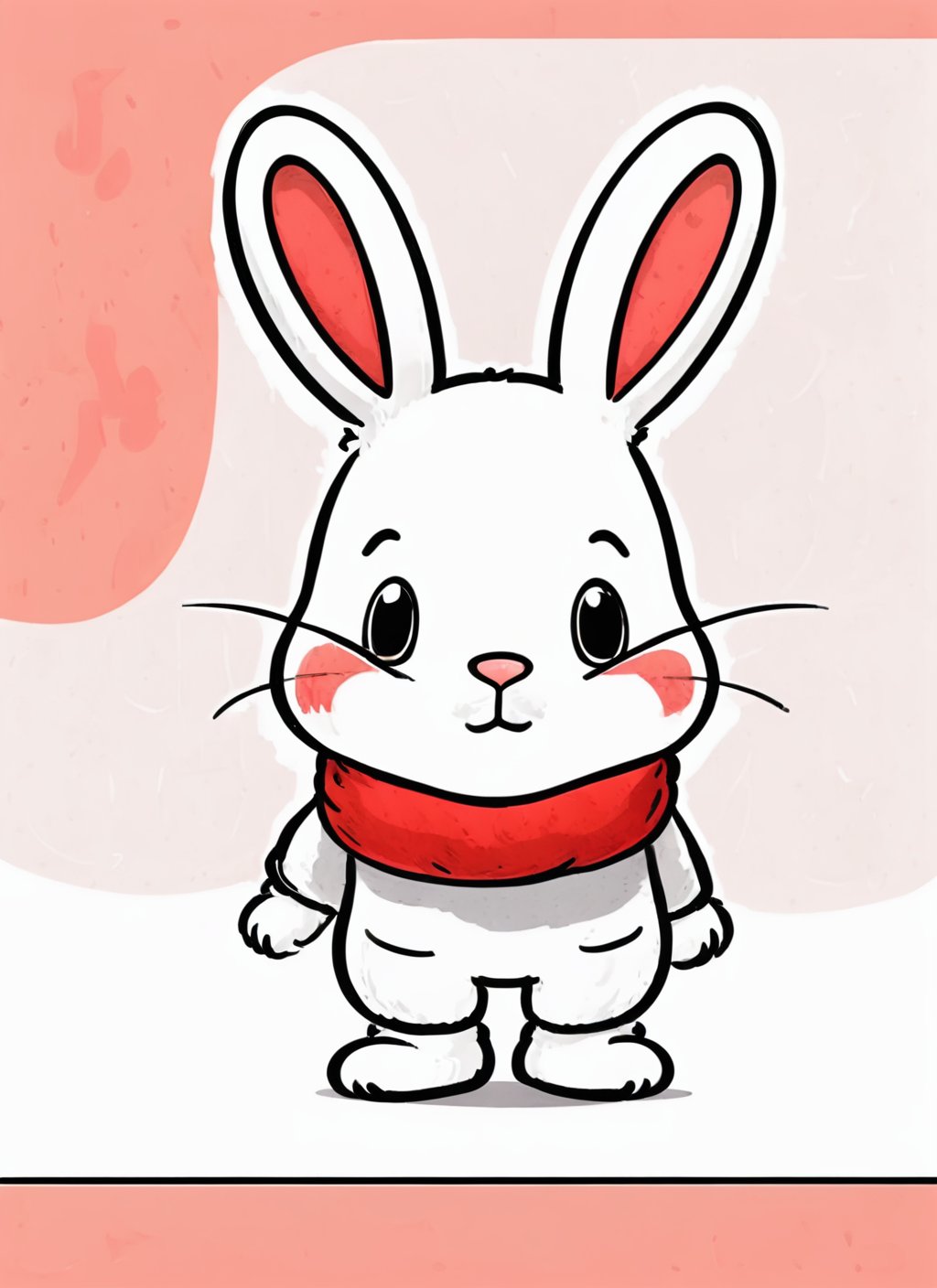 Very cute rabbit wearing a red muffler,  minimalist line art, sanrio style, Festive background,  ,  hip-hop,<lora:EMS-243058-EMS:1.000000>