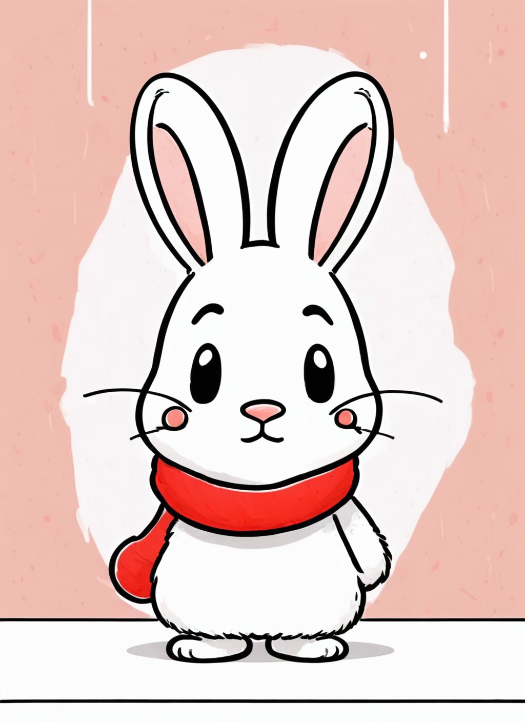 Very cute rabbit wearing a red muffler,  minimalist line art, sanrio style, Festive background,  ,  hip-hop,<lora:EMS-243058-EMS:1.000000>