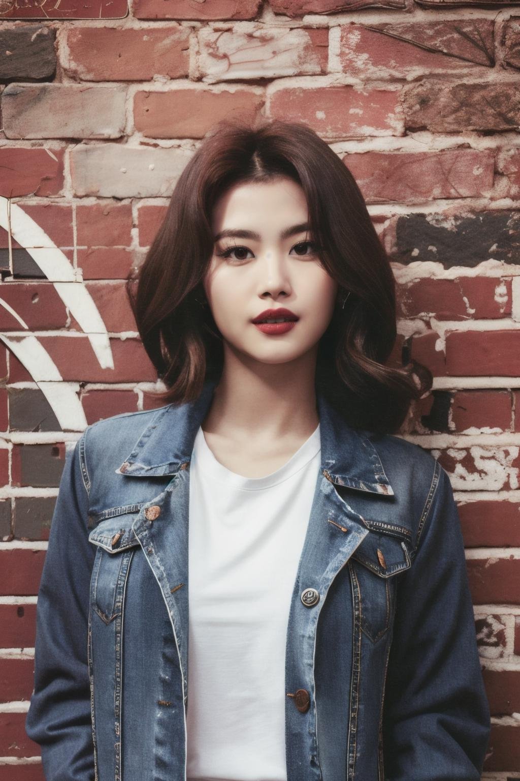 <lora:Sana_BRA:1>, (a picture of Sana, jean jacket, jogging pants, track pants, white t-shirt, outdoors, graffiti, motorcycle, brick wall), (detailed lighting, extremely detailed skin, extremely detailed hair, shadows, 8k), looking at viewer, (High Key Lighting), masterpiece, top quality, best quality, official art, unity 8k wallpaper, highres, ultra-high res, ultra-detailed, beautiful and aesthetic