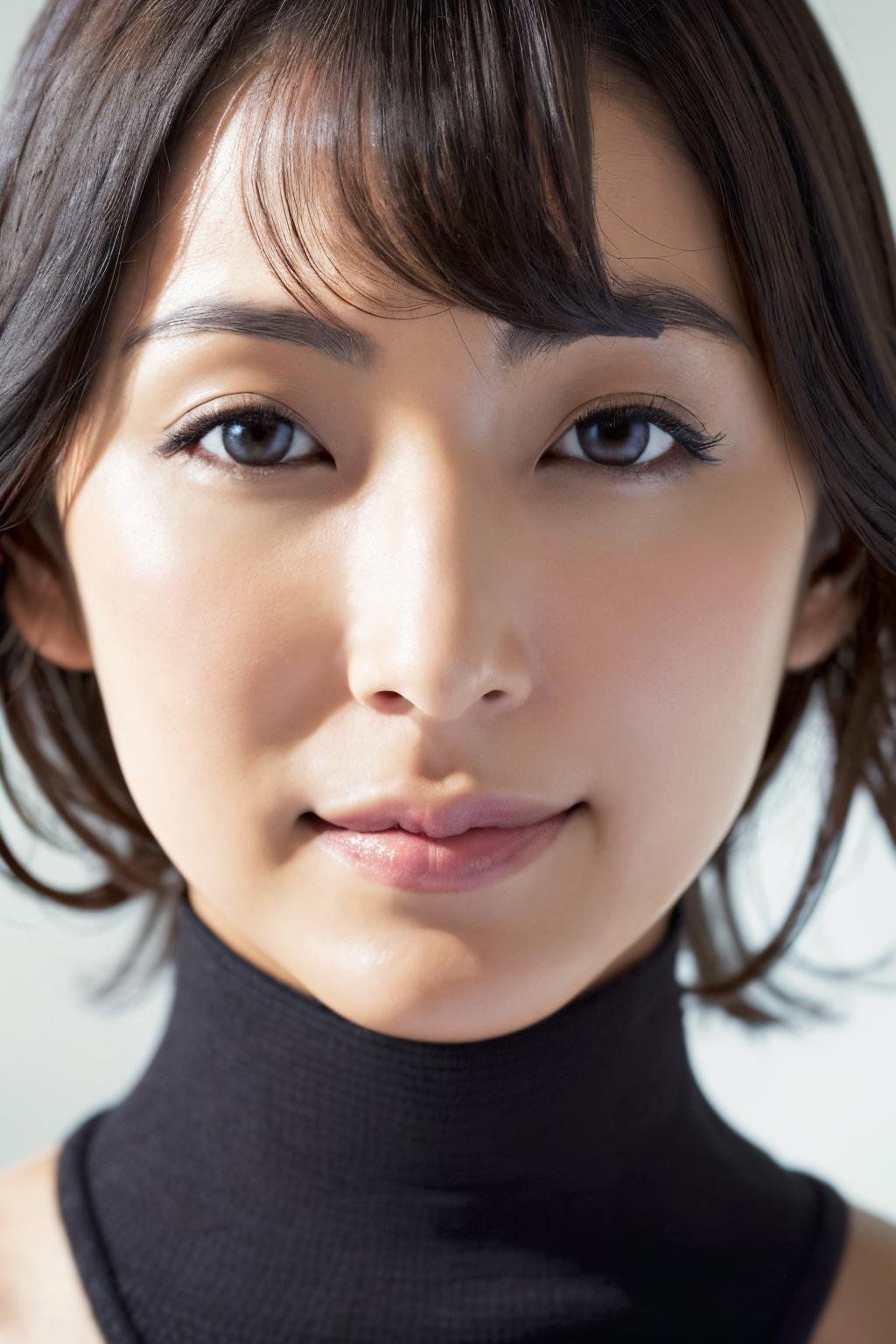 <lora:Aya_Kawasaki_BRA:1>, (a picture of Aya Kawasaki, face, close up, face crop, turtle neck:1.3), (detailed lighting, extremely detailed skin, extremely detailed hair, shadows, 8k), looking at viewer, (High Key Lighting), masterpiece, top quality, best quality, official art, unity 8k wallpaper, highres, ultra-high res, ultra-detailed, beautiful and aesthetic