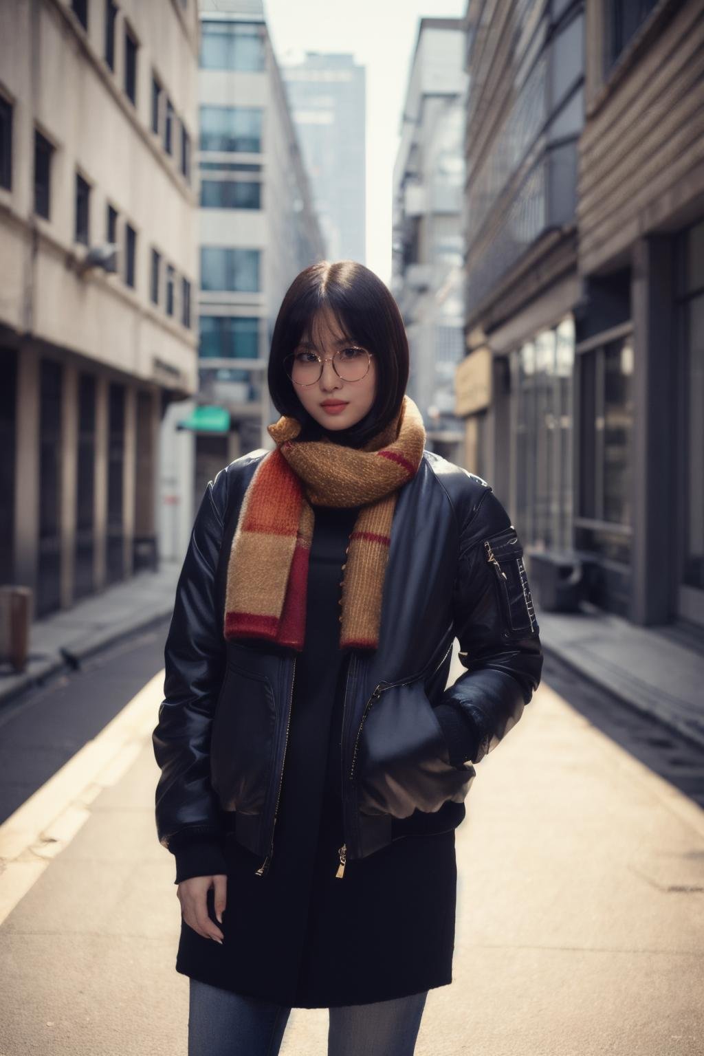 <lora:Momo_BRA:1>, (a picture of Momo, urban clothes, bomber jacket, winking, hands in hands in pockets, scarf), (detailed lighting, extremely detailed skin, extremely detailed hair, shadows, 8k), looking at viewer, (High Key Lighting), masterpiece, top quality, best quality, official art, unity 8k wallpaper, highres, ultra-high res, ultra-detailed, beautiful and aesthetic