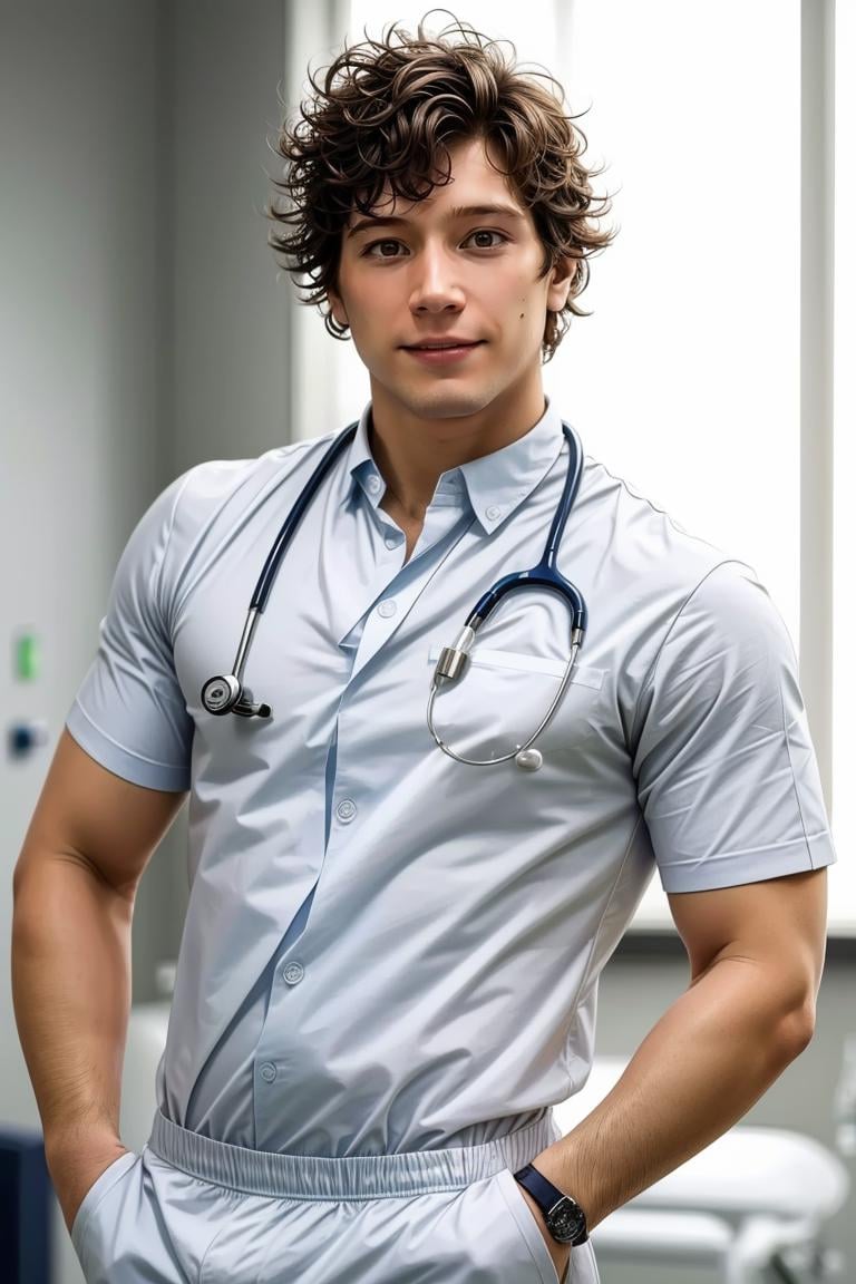 (masterpiece,  best quality:1.2),  man,  ,  solo,  1boy,  smirk,  (depth of field:1.1),  ,  photo of man,  doctor,  at the hospital,  labcot,  dress shirt,  white shorts,  masterpiece,  perfect face,  perfect picture,  detailed eyes,  sharp focus,<lora:EMS-238348-EMS:1.000000>