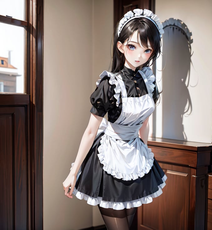  1girl, solo,best quality, amazing quality, very aesthetic, maid headdress,pantyhose,moyou