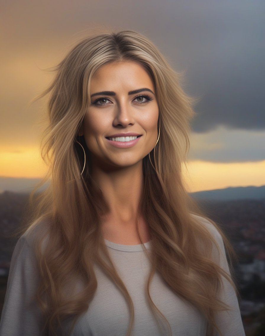 ChristinaElMoussa,<lora:ChristinaElMoussaSDXL:1>female, realistic photo, portrait face made out of puffy fluffy clouds with hair and ice powers in a windy storm at sunset by Annie Leibovitz + Stanely Detailed+stunning lighting trending on artstation!!4k!!!!!japanese flowerpunk 2077!photorealism!!! 8mm f2.8 lens photograph shot from the distance looking away into camera!!!!"by Nabbte Simpson!!!!!!!!🍸!, golden hourglass figurecient city landscape highly detailed futuristic cybernetic mountain background 4d octurry cinematic volumetric lightning dramatic natural sunlight beautiful sky full colour high resolution award winning photography national geographic photoshot