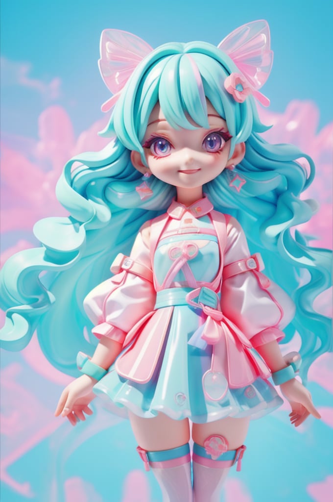  transparent color PVC clothing,transparent color vinyl clothing,prismatic,holographic,chromatic aberration,fashion illustration,masterpiece,girl with harajuku fashion,looking at viewer,8k,ultra detailed,pixiv,smile,