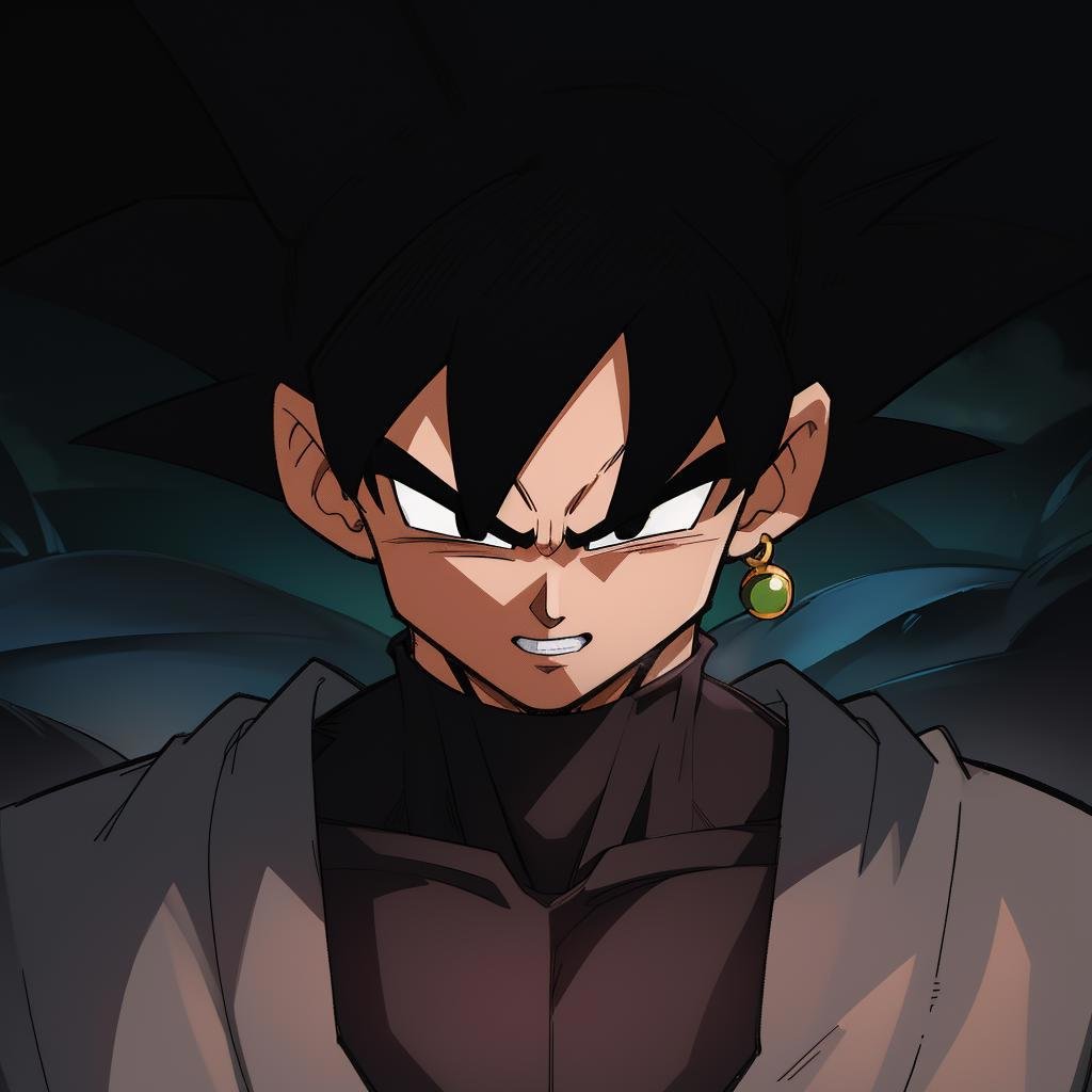 Best_QualityPos, RAW photo, intricate details, best quality, 8k uhd, soft lighting, 1boy, solo, black eyes, black hair, spiked hair, single earring, dougi <lora:Goku_Black:0.8>