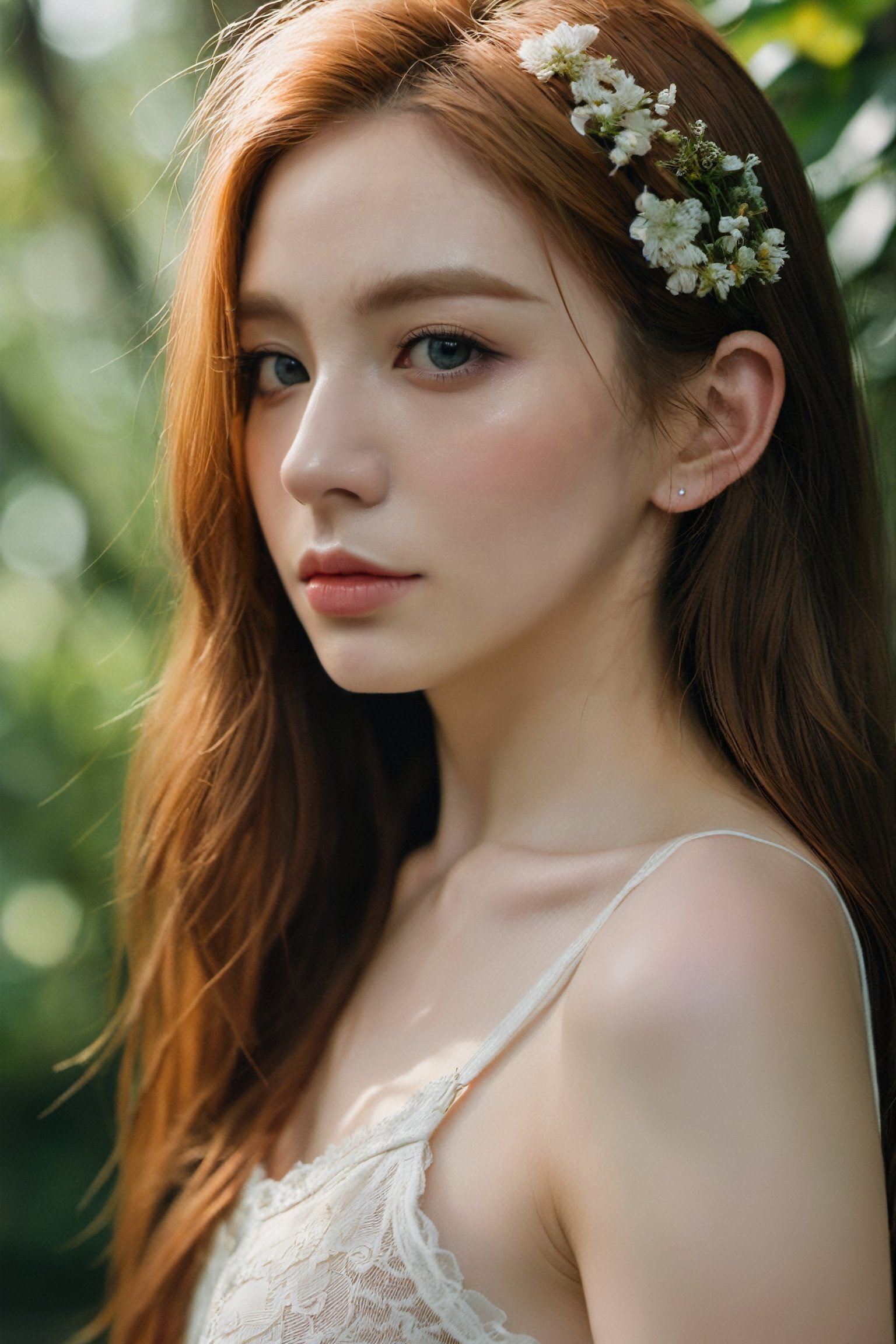 xxmixgirl,Thorough, analog style, eye focus, highest quality, (highly detailed skin), photo of a exquisitely beautiful pale skin punk Dutch girl, 21yo, perfect face, alluring eyes, [seductive makeup], skin pores, (piercing:0.5), forest, (bokeh:0.6), sharp focus, dappled lighting, (backlighting:0.7), film grain, photographed on a Sony A7R IV, 18mm F/1.7 cine lens, (highly detailed, intricately detailed), 8k, HDR, seductively posing, front view, (uppper body:0.9) ,pastel hair , mid body , 