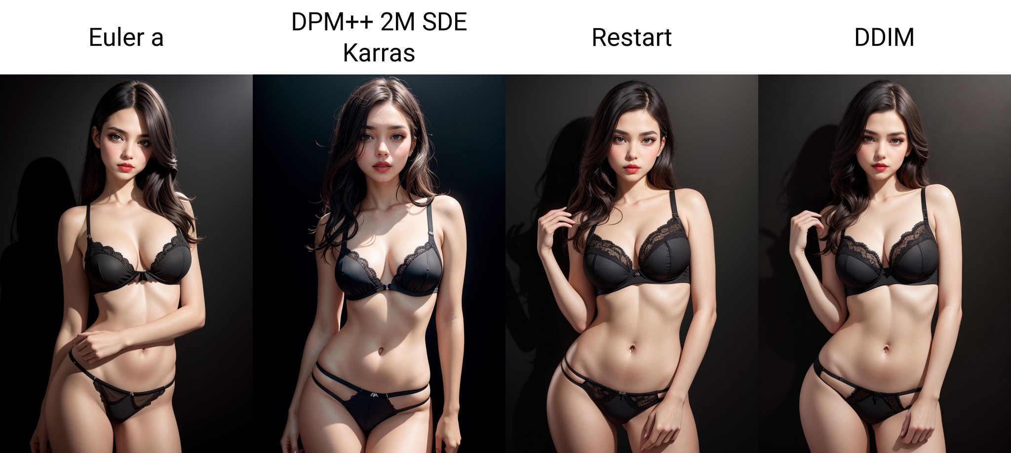 ((8k, best quality, masterpiece:1.3)), ((realistic skin texture:1.2)), ((photorealistic:1.3)), (Rule of thirds)),((black background)), ((shadow play)), (vibrant colors)), ((glamour photography)), seductive expression, long flowing black hair, black bra, black panties, hips, thighs,