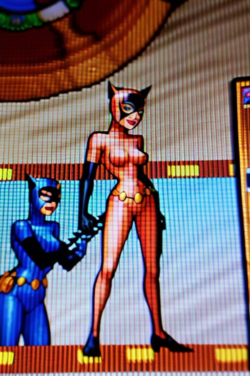 beautiful face,  gradient hair,  masterpiece,  beautiful face,  expression smiling,  whole body profile,  videogames2dNDS,  green eyes,  mask,  lipstick,  bodysuit,  elbow gloves,  whip,  skin tight,  catwoman,<lora:EMS-247805-EMS:1.000000>,<lora:EMS-12536-EMS:1.000000>