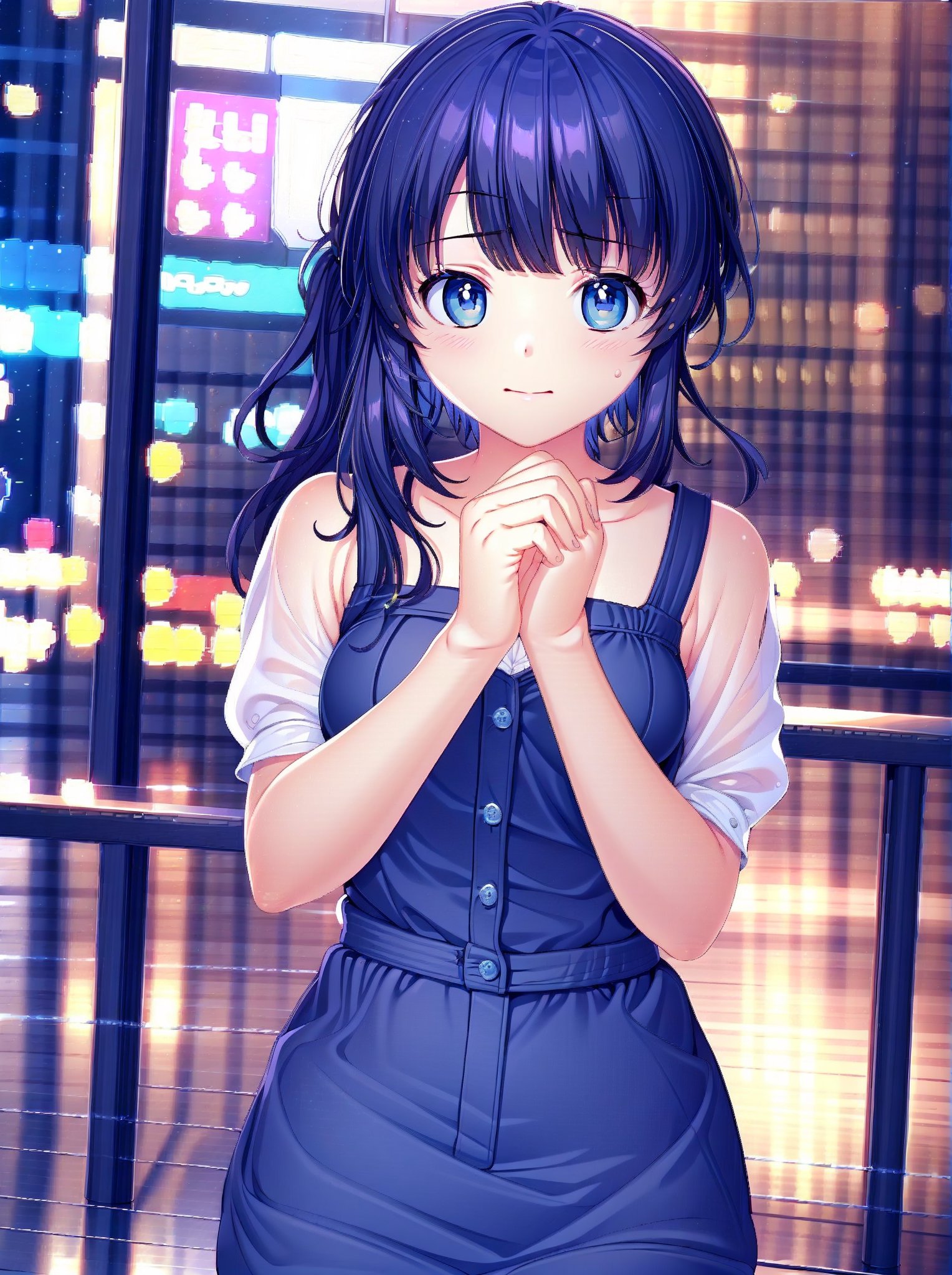 vibrant colors, female, masterpiece, sharp focus, 
best quality, depth of field, cinematic lighting, ((solo, one girl )), 
(illustration, 8k CG, extremely detailed), masterpiece, 
ultra-detailed,
a cute girl with her vibrant presence. 
The detailed illustration captures modern city,
dressed in idol outfit beautifull, 
she moves with precision and elegance. 
The backdrop echoes the energy of a spirited crowd on modern city  
Her captivating presence shines through, 
cute female, Tsukimizaka Kiriha, :), 