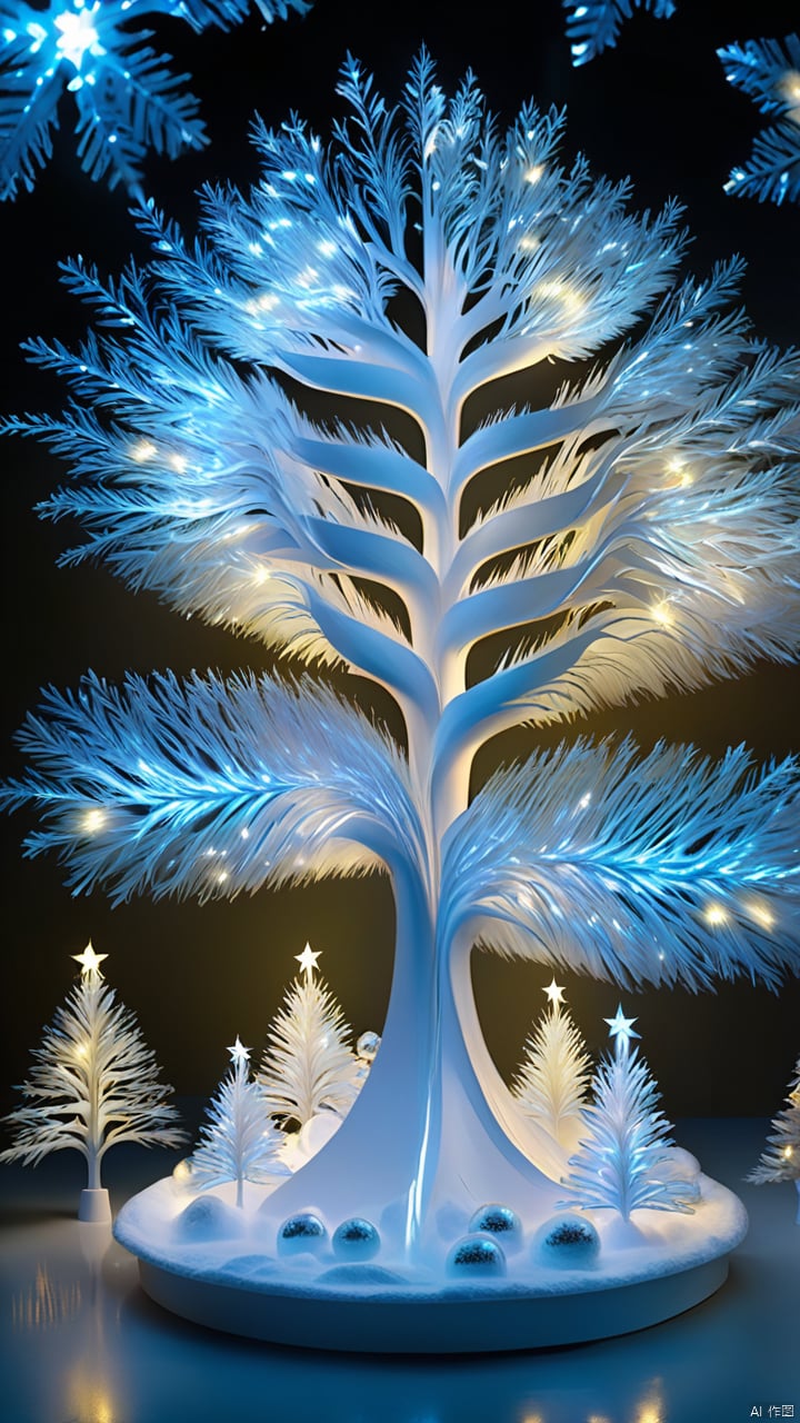 Qw_zw, strange Christmas flow tree shape, light, fantasy Christmas atmosphere