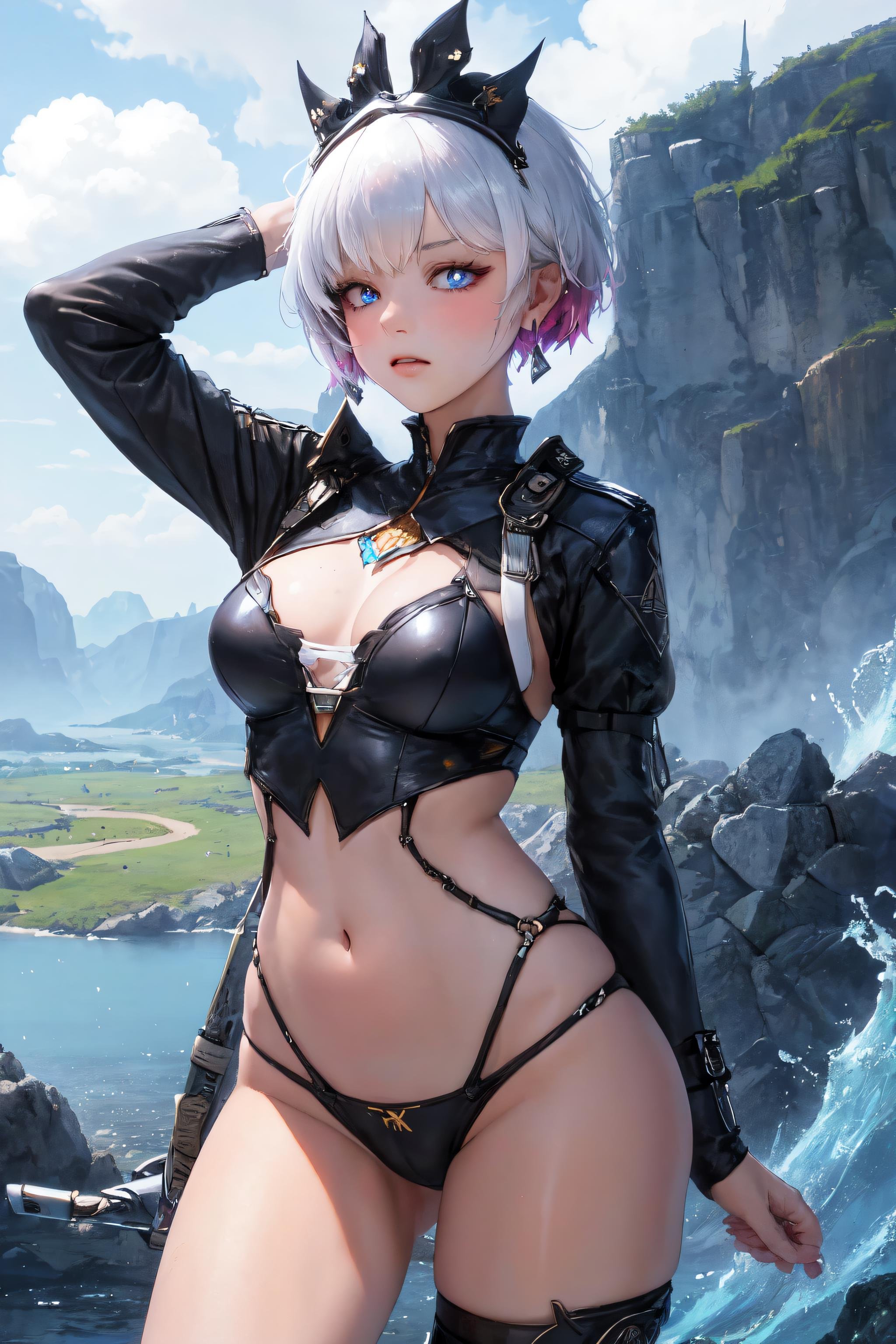 <lora:LiliweissV2-000024:0.7> masterpiece, best quality, 1girl, liliweissx, earrings, fantasy landscape