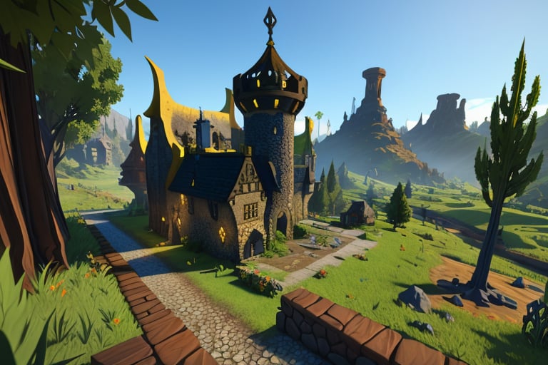 medieval house, fantasy house,angeldust style, angeldust_style, angeldust landscape, screenshot, 