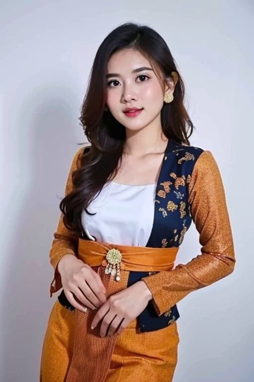 handiwork, best quality, high resolution, Beautiful girl, Kebaya, ((bright background, white)), 32k, 8k, high_res, gravel, perfect light,