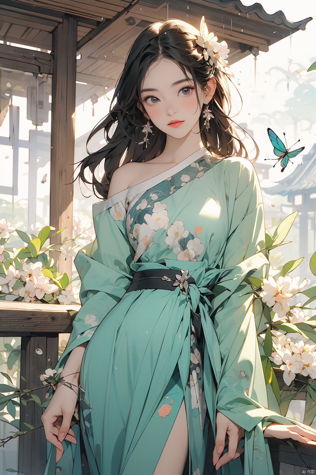 (Masterpiece:1.2, high quality), (pixiv:1.4),cowboy shot, 1girl,Eyebrows like early spring willow leaves, often with rain hate cloud sorrow; Face such as peach blossom in March, hidden amorous month. Thin waist curl, constrained yan lazy warbler languid; Sandalwood mouth light, seduce the bee crazy butterfly chaos. Enchanting jade speech, beautiful jade fragrance. , girl