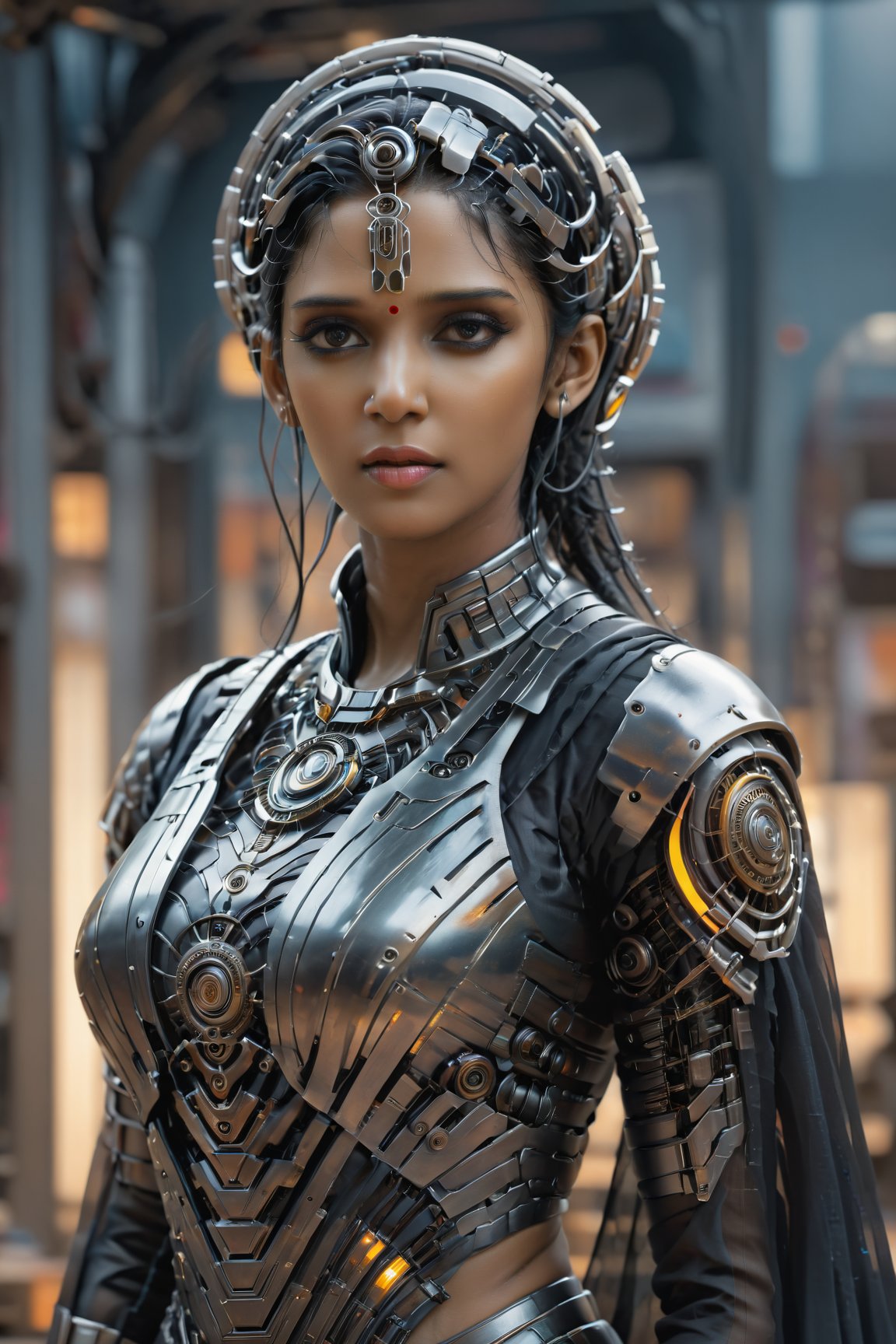 (Nyla Usha:1.4)highly detailed, sharp focus, textures, Nyla Usha:1.3), ultra detail.,Indian,Saree,Realism,NylaUsha,Actress,more detail XL,cyberpunk style