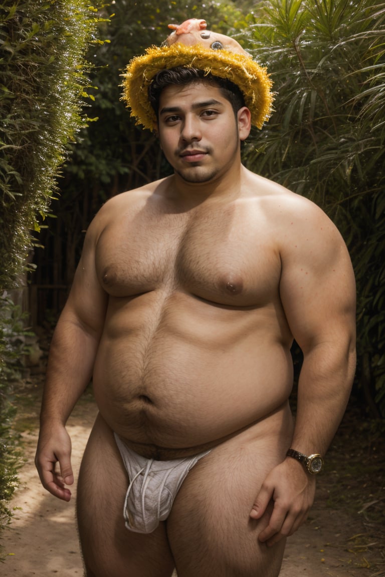 portrait 26yo dg_Miguel man, plump, chicken costume, stubble, flirting, in a fairytale land <lora:dg_Miguel_v1:0.8>, 