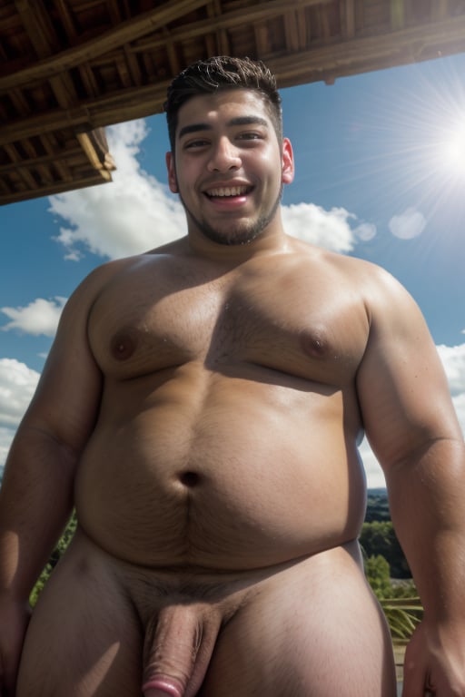 laughing smiling, A photograph, a 26yo dg_Miguel man, chubby:0.2, <lora:dg_Miguel_v1:0.8>, (in clouds), natural light, sharp focus, vivid colours, skin texture, unbuttoned shirt, photorealistic, hyperdetailed, <lora:lcm-lora-sdv1-5:1>