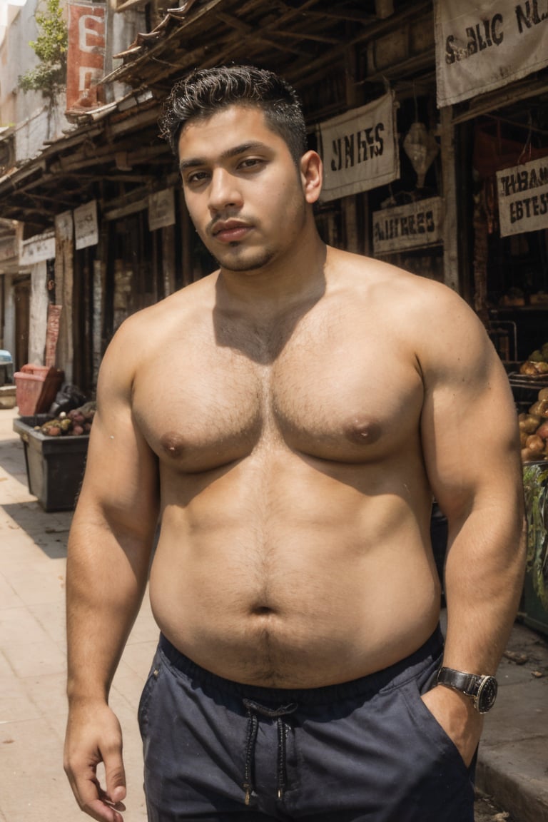 selfie 26yo dg_Miguel man, plump, baffled, shorts, jersey, in a dystopian city <lora:dg_Miguel_v1:0.8>, 