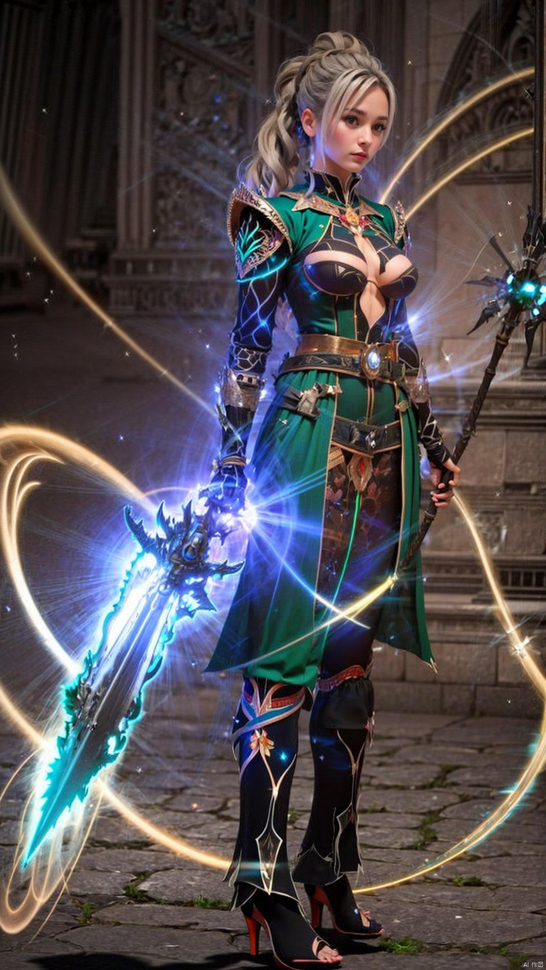 1girl, breasts, solo, green, dress, eyes, coat, the, short
(mage staff:1.3),  (l2lightweapon:1.2) , L2Lightweapon, Lactating