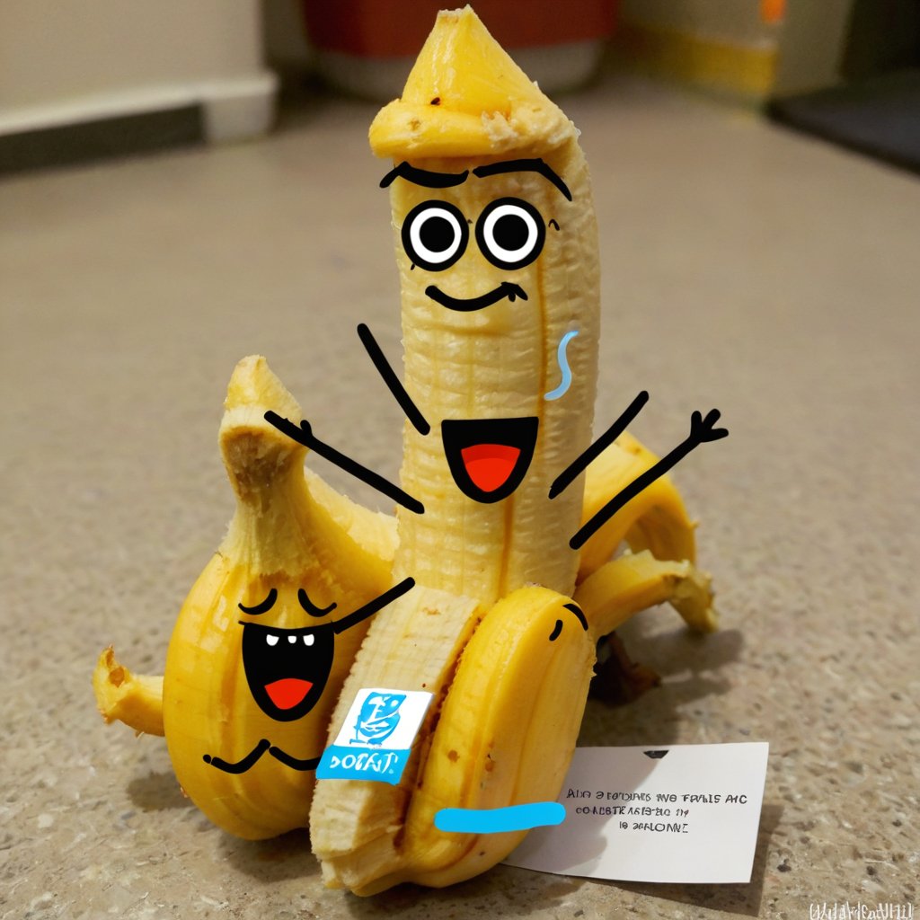 photo doodle, banana snarky