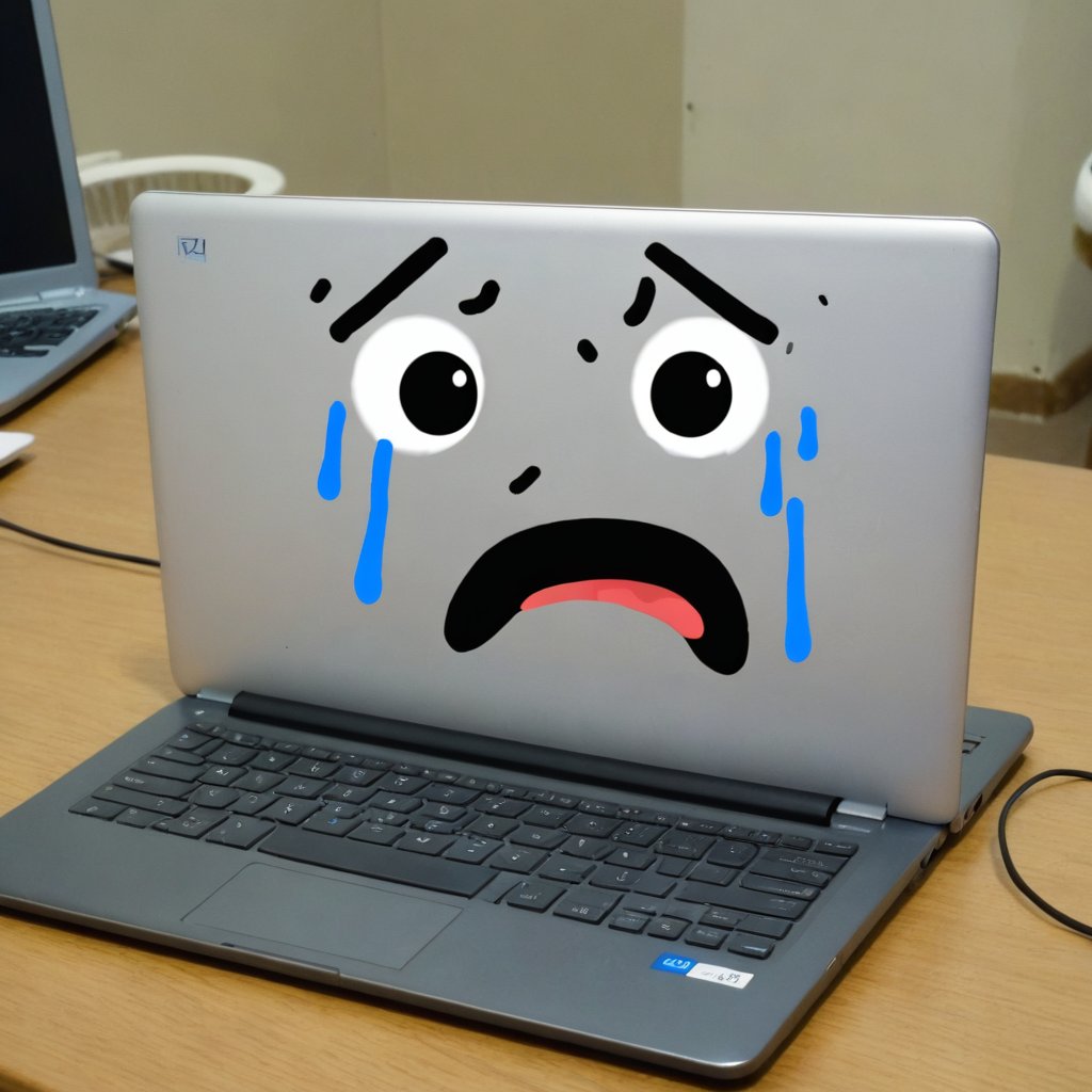 photo doodle, laptop crying