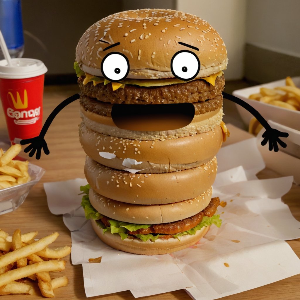 photo doodle, big mac with hands 