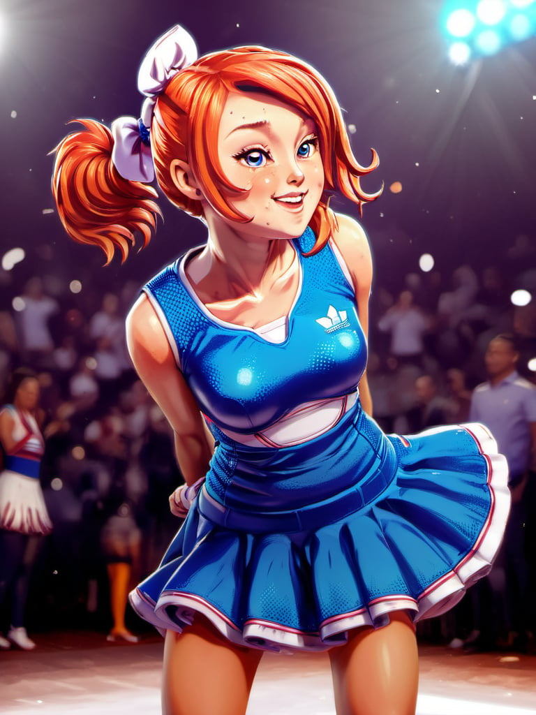 1girl, in the style of cutepet, cheerleader blushing,  dress<lora:Cutepet:1.2>masterpiece, best quality, anti-aliasing, limited palette, super resolution, rich colors, sfw, portrait