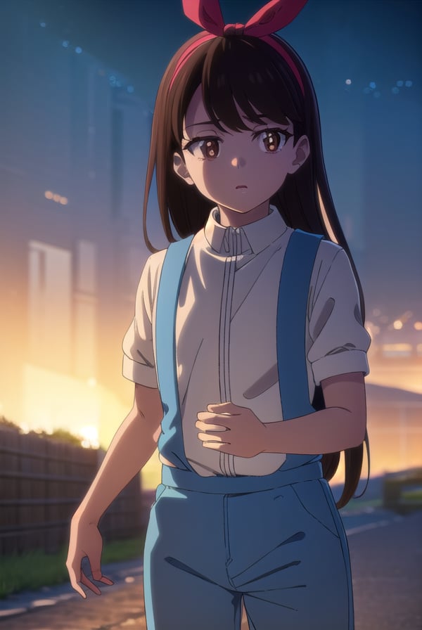 zombieanju, <lora:zom100 anju s1-lora-nochekaiser:1>,anju, long hair, black hair, (brown eyes:1.5), hairband, ribbon, hair ribbon,BREAK shirt, bow, white shirt, short sleeves, suspenders,BREAK outdoors, village, sun, sky, clouds,BREAK looking at viewer, (cowboy shot:1.5),BREAK <lyco:GoodHands-beta2:1>, (masterpiece:1.2), best quality, high resolution, unity 8k wallpaper, (illustration:0.8), (beautiful detailed eyes:1.6), extremely detailed face, perfect lighting, extremely detailed CG, (perfect hands, perfect anatomy),