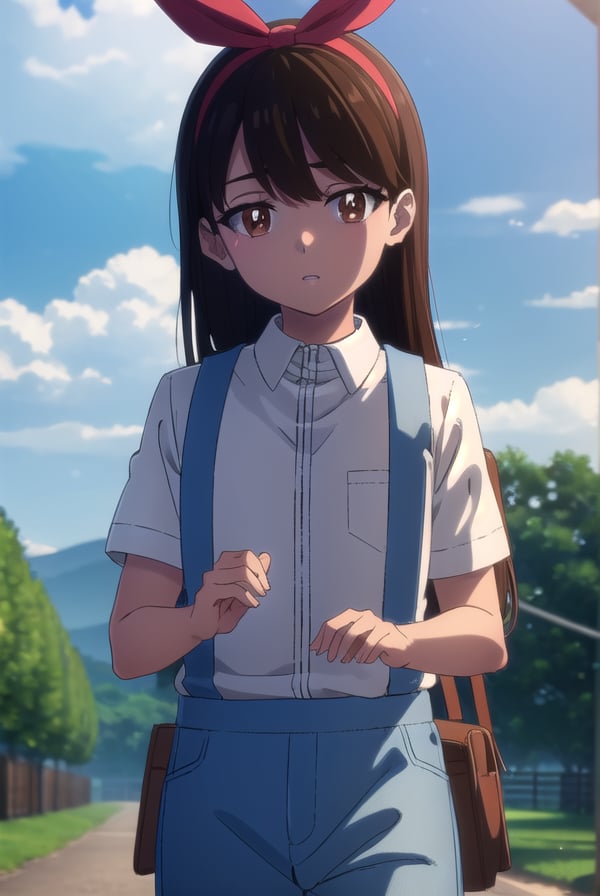 zombieanju, <lora:zom100 anju s1-lora-nochekaiser:1>,anju, long hair, black hair, (brown eyes:1.5), hairband, ribbon, hair ribbon,BREAK shirt, bow, white shirt, short sleeves, suspenders,BREAK outdoors, village, sun, sky, clouds,BREAK looking at viewer, (cowboy shot:1.5),BREAK <lyco:GoodHands-beta2:1>, (masterpiece:1.2), best quality, high resolution, unity 8k wallpaper, (illustration:0.8), (beautiful detailed eyes:1.6), extremely detailed face, perfect lighting, extremely detailed CG, (perfect hands, perfect anatomy),