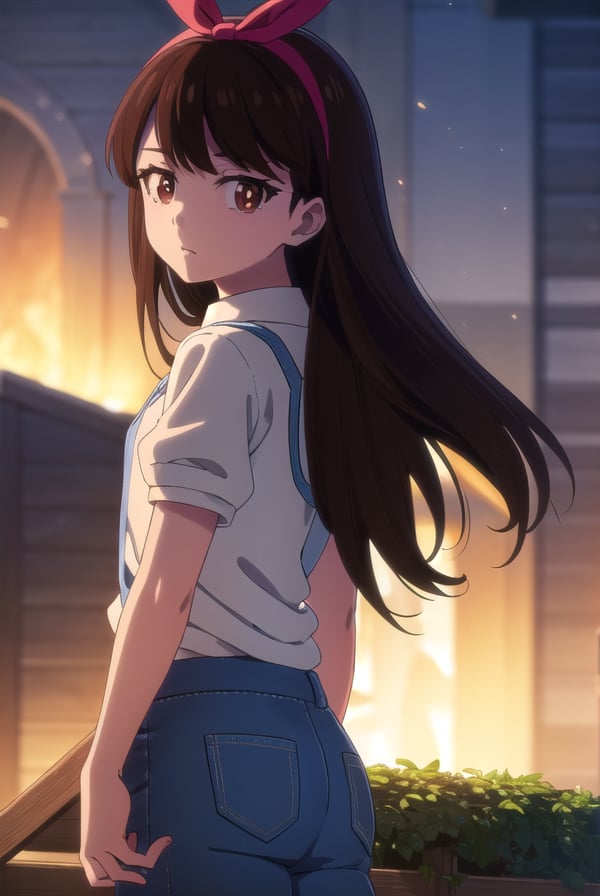 zombieanju, <lora:zom100 anju s1-lora-nochekaiser:1>,anju, long hair, black hair, (brown eyes:1.5), hairband, ribbon, hair ribbon,BREAK shirt, bow, white shirt, short sleeves, suspenders,BREAK outdoors, village, sun, sky, clouds,BREAK looking at viewer, (cowboy shot:1.5),BREAK <lyco:GoodHands-beta2:1>, (masterpiece:1.2), best quality, high resolution, unity 8k wallpaper, (illustration:0.8), (beautiful detailed eyes:1.6), extremely detailed face, perfect lighting, extremely detailed CG, (perfect hands, perfect anatomy),