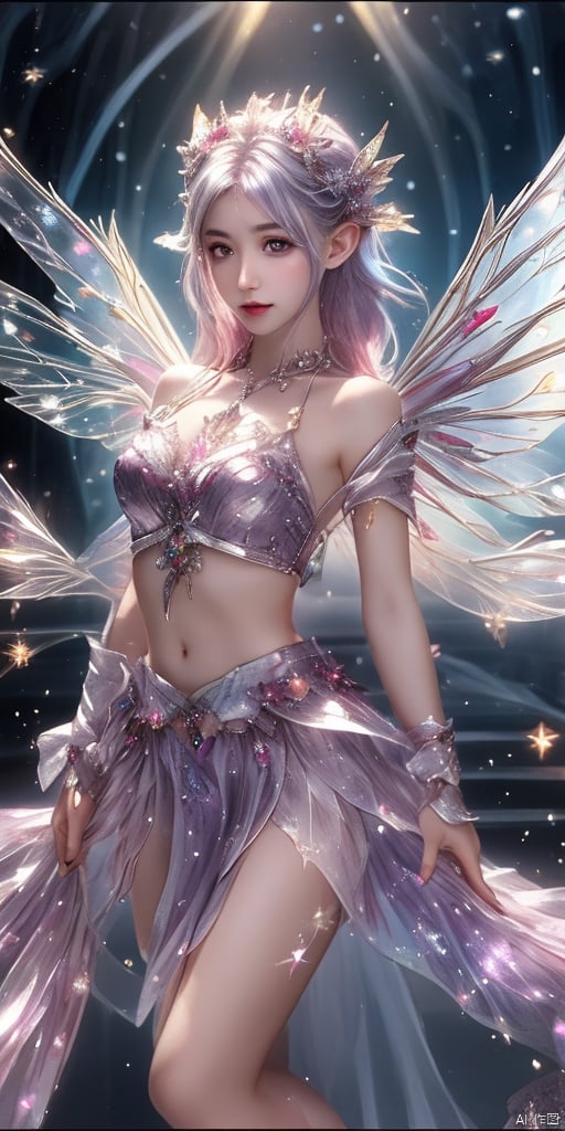  1girl,crystal wings, Fairy,