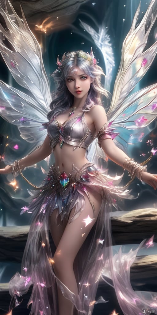  1girl,crystal wings, Fairy,