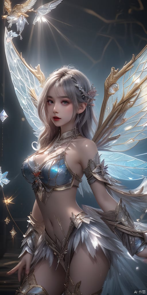  1girl,crystal wings, Fairy,