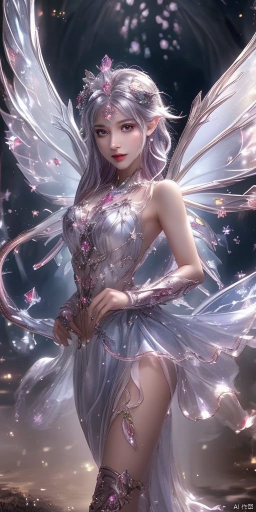  1girl,crystal wings, Fairy,