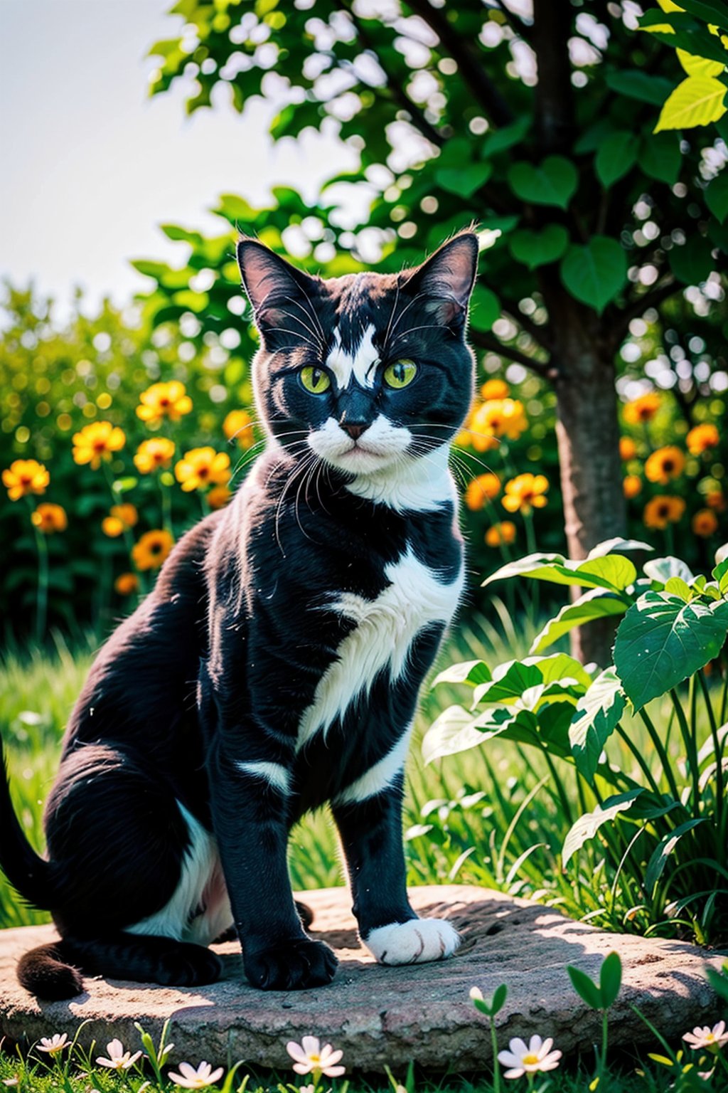 a cute adorable ((cat)) sitting in a field of clover watching a monarch (butterfly), kitten, springtime, by alphonse mucha and artgerm, unreal engine,(Highly Detailed, HD), high octane, 8k, high res, dramatic lighting, sharp focus, depth of field, masterpiece, best quality, 3d, photorealistic, high quality textures
