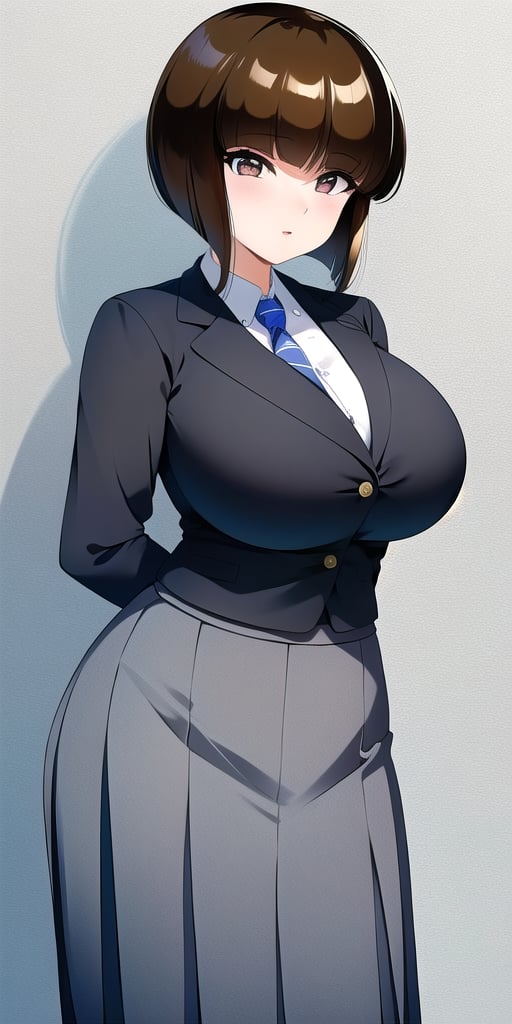 <lora:TendouNabikiV2:0.85> tendounabiki, huge_breasts, standing, solo, skirt_suit, masterpiece, best quality, detailed face, detailed eyes, highres,