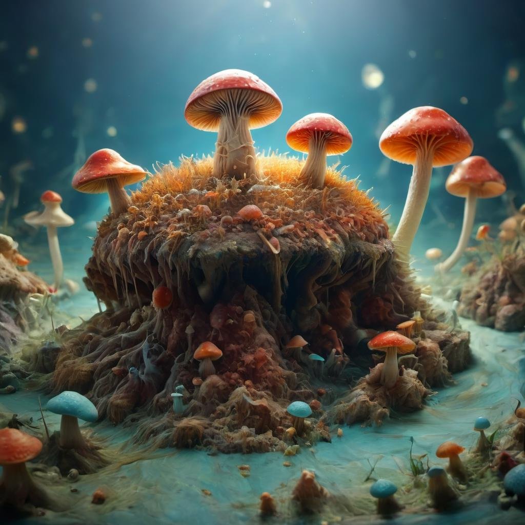 (masterpiece), mcrbe<lora:mcrbe2:1>,mushroom, (surreal environment)