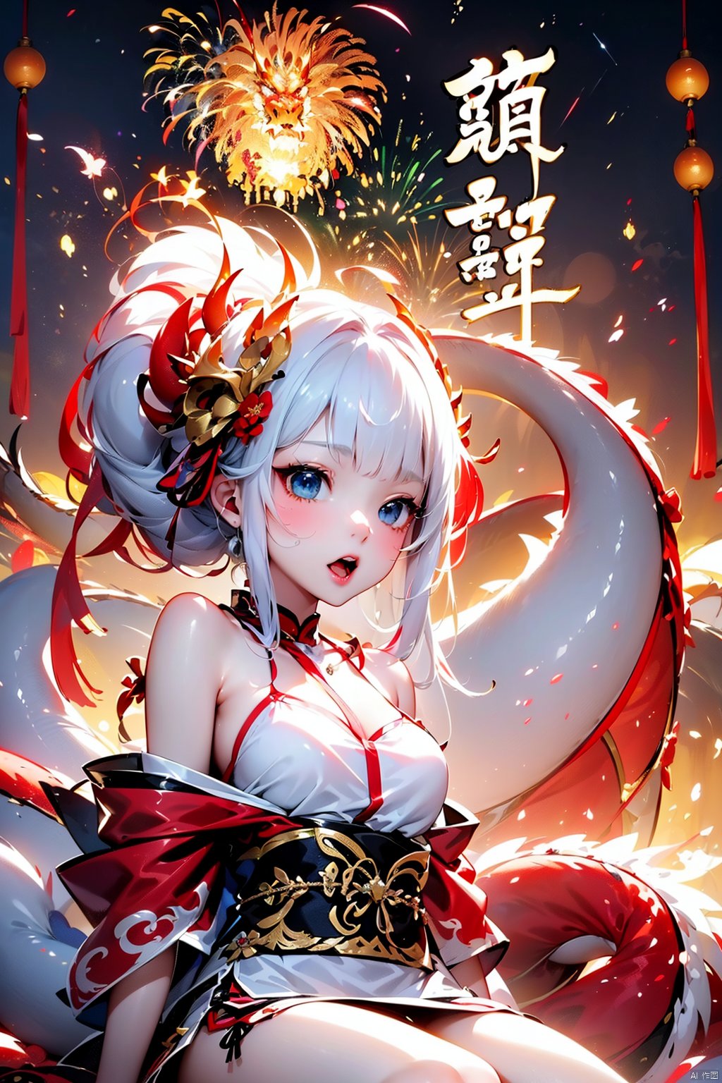 (龙年, two zero two four New Year,1girl, Dragon, Oriental Dragon, ),Loli