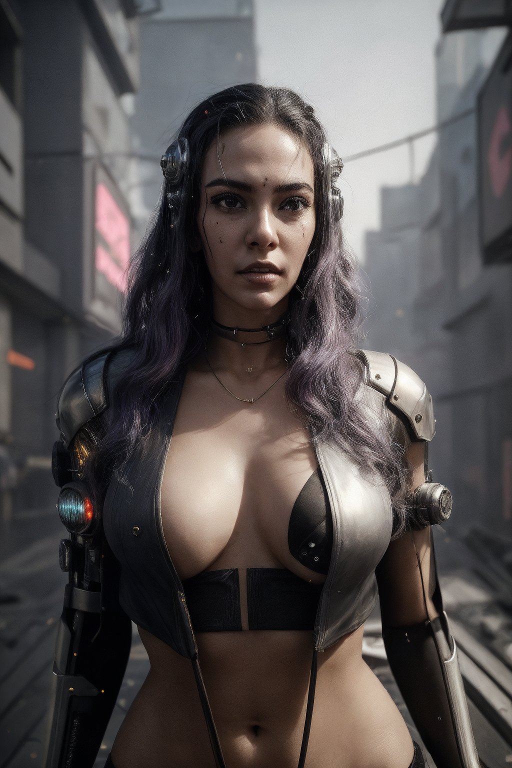 Realistic, Raw photo of (((beautiful woman 22yo))), (((cyberpunk))),(((very long hair))),Makeup, More Detail, GdClth, (((((goddess)), (((magic circle))),(((lightning)),5_fingers,(((bodysuit))),1girl,REALISTIC,,1Mallugirl,GdClth